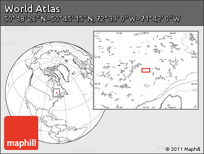 Blank Location Map of the Area around 50° 31' 50" N, 72° 10' 30" W