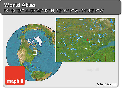 Satellite Location Map of the Area around 50° 31' 50" N, 72° 10' 30" W