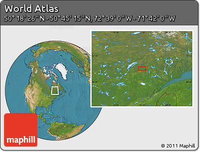Satellite Location Map of the Area around 50° 31' 50" N, 72° 10' 30" W
