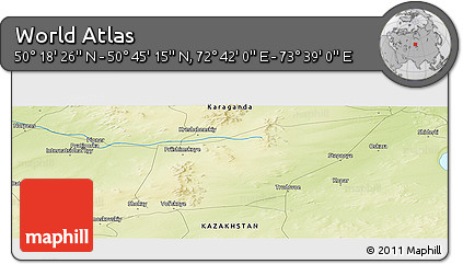 Physical Panoramic Map of the Area around 50° 31' 50" N, 73° 10' 30" E