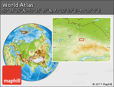 Physical Location Map of the Area around 50° 31' 50" N, 74° 1' 30" E