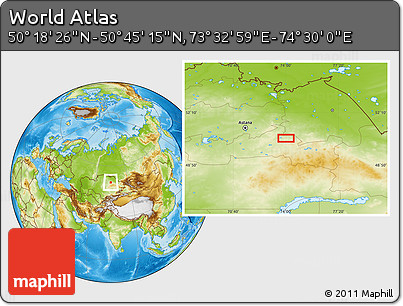 Physical Location Map of the Area around 50° 31' 50" N, 74° 1' 30" E