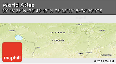 Physical Panoramic Map of the Area around 50° 31' 50" N, 74° 1' 30" E