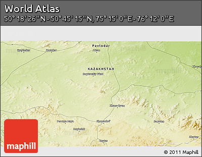 Physical 3D Map of the Area around 50° 31' 50" N, 75° 43' 29" E