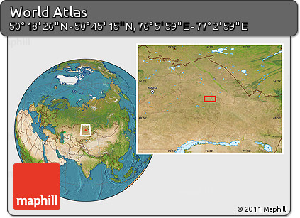 Satellite Location Map of the Area around 50° 31' 50" N, 76° 34' 29" E