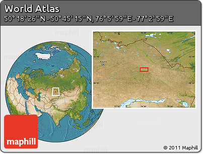 Satellite Location Map of the Area around 50° 31' 50" N, 76° 34' 29" E