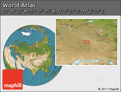 Satellite Location Map of the Area around 50° 31' 50" N, 76° 34' 29" E