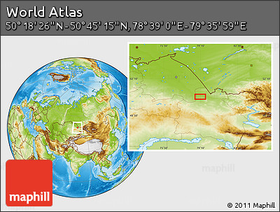 Physical Location Map of the Area around 50° 31' 50" N, 79° 7' 30" E