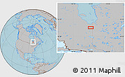 Gray Location Map of the area around 50° 31' 50" N, 79° 49' 29" W, hill shading