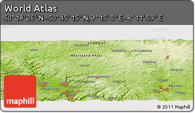 Physical Panoramic Map of the Area around 50° 31' 50" N, 7° 43' 29" E