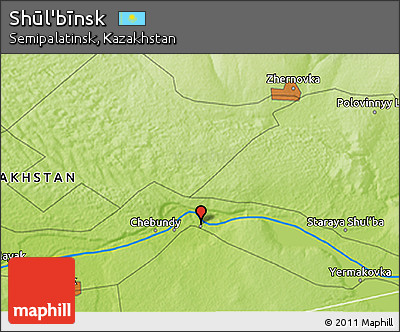 Physical 3D Map of Shūl'bīnsk