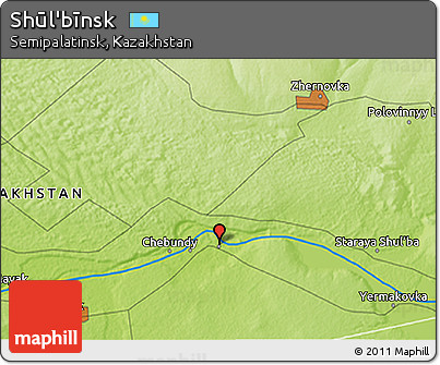 Physical 3D Map of Shūl'bīnsk