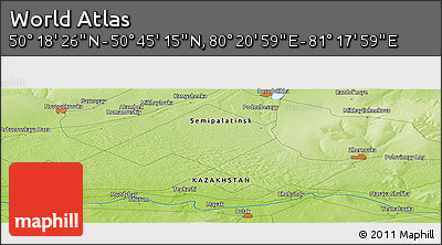 Physical Panoramic Map of the Area around 50° 31' 50" N, 80° 49' 29" E