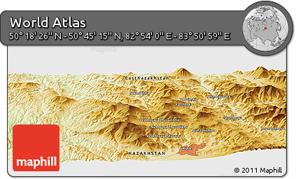 Physical Panoramic Map of the Area around 50° 31' 50" N, 83° 22' 30" E