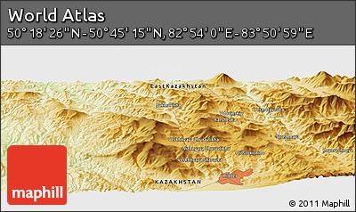 Physical Panoramic Map of the Area around 50° 31' 50" N, 83° 22' 30" E