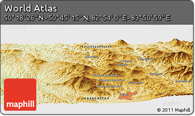 Physical Panoramic Map of the Area around 50° 31' 50" N, 83° 22' 30" E