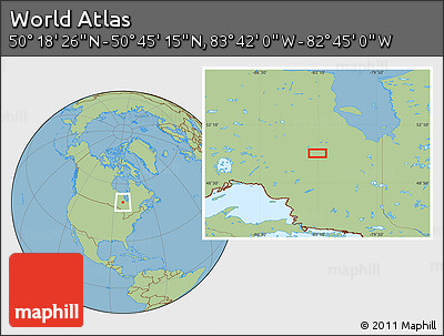Savanna Style Location Map of the Area around 50° 31' 50" N, 83° 13' 29" W