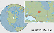 Savanna Style Location Map of the area around 50° 31' 50" N, 83° 13' 29" W, hill shading