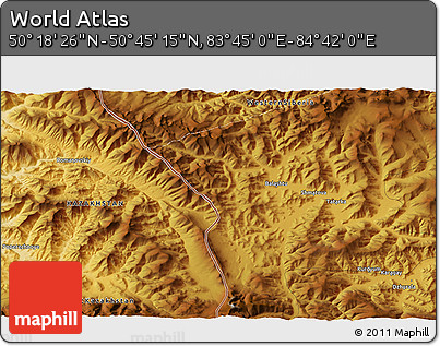 Physical 3D Map of the Area around 50° 31' 50" N, 84° 13' 29" E