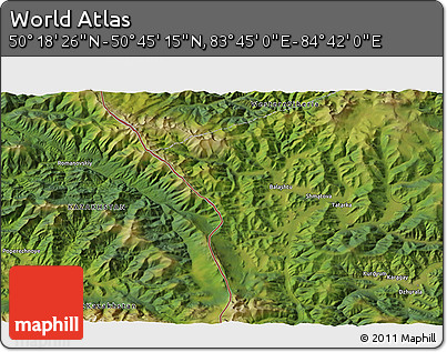 Satellite 3D Map of the Area around 50° 31' 50" N, 84° 13' 29" E