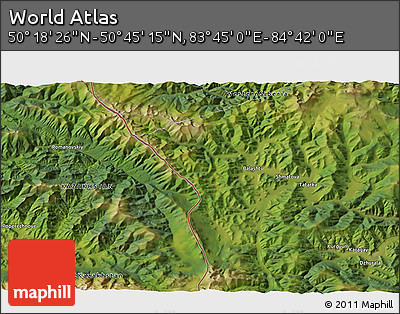Satellite 3D Map of the Area around 50° 31' 50" N, 84° 13' 29" E