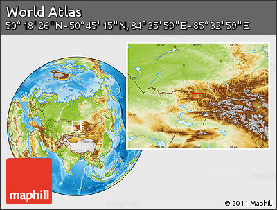 Physical Location Map of the Area around 50° 31' 50" N, 85° 4' 29" E