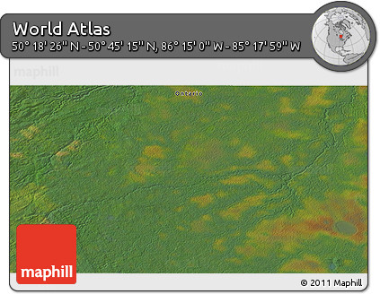 Satellite 3D Map of the Area around 50° 31' 50" N, 85° 46' 30" W