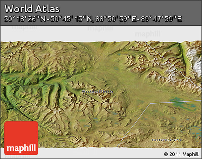 Satellite 3D Map of the Area around 50° 31' 50" N, 89° 19' 29" E