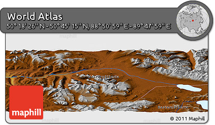 Physical Panoramic Map of the Area around 50° 31' 50" N, 89° 19' 29" E