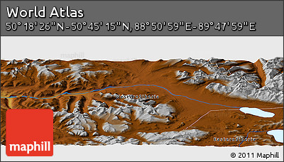 Physical Panoramic Map of the Area around 50° 31' 50" N, 89° 19' 29" E