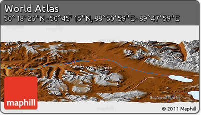 Physical Panoramic Map of the Area around 50° 31' 50" N, 89° 19' 29" E