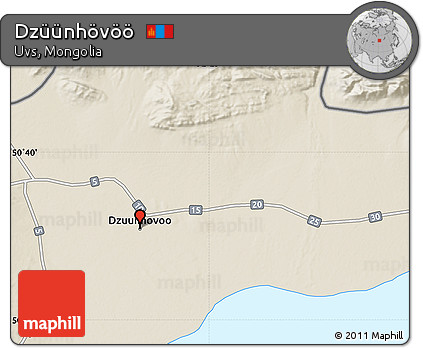 Shaded Relief Map of Dzüünhövöö