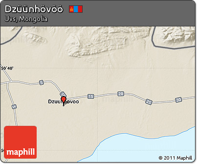 Shaded Relief Map of Dzüünhövöö