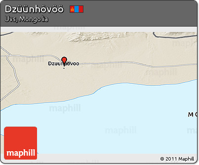 Shaded Relief Panoramic Map of Dzüünhövöö