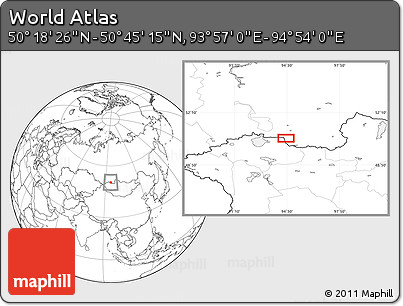 Blank Location Map of the Area around 50° 31' 50" N, 94° 25' 30" E