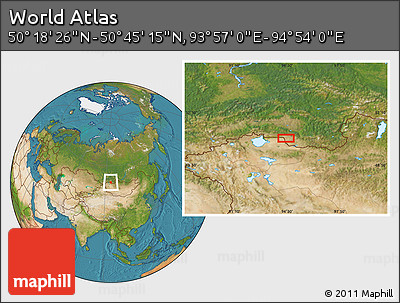 Satellite Location Map of the Area around 50° 31' 50" N, 94° 25' 30" E