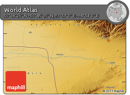 Physical Map of the Area around 50° 31' 50" N, 94° 25' 30" E