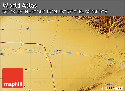 Physical Map of the Area around 50° 31' 50" N, 94° 25' 30" E