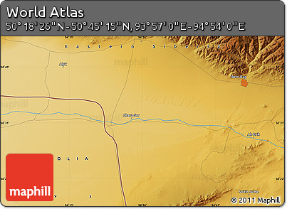 Physical Map of the Area around 50° 31' 50" N, 94° 25' 30" E