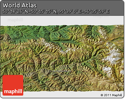 Satellite 3D Map of the Area around 50° 31' 50" N, 96° 7' 30" E
