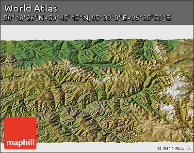Satellite 3D Map of the Area around 50° 31' 50" N, 96° 7' 30" E