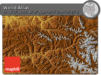 Physical Map of the Area around 50° 31' 50" N, 96° 7' 30" E