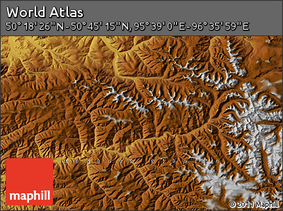 Physical Map of the Area around 50° 31' 50" N, 96° 7' 30" E