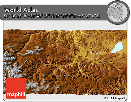 Physical 3D Map of the Area around 50° 31' 50" N, 96° 58' 29" E