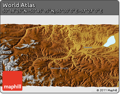 Physical 3D Map of the Area around 50° 31' 50" N, 96° 58' 29" E