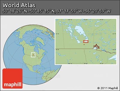 Savanna Style Location Map of the Area around 50° 31' 50" N, 96° 49' 29" W