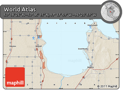 Shaded Relief Map of the Area around 50° 31' 50" N, 96° 49' 29" W