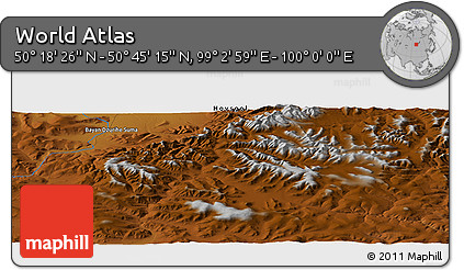 Physical Panoramic Map of the Area around 50° 31' 50" N, 99° 31' 30" E