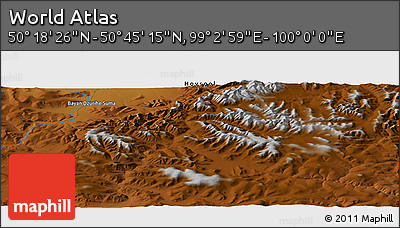 Physical Panoramic Map of the Area around 50° 31' 50" N, 99° 31' 30" E
