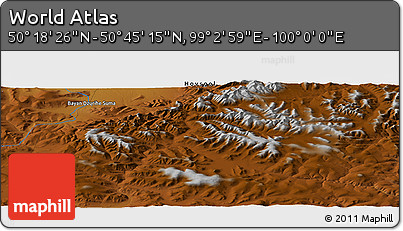 Physical Panoramic Map of the Area around 50° 31' 50" N, 99° 31' 30" E